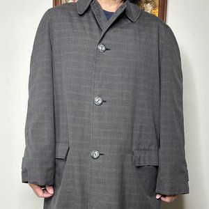 Rainfair Trench Coat Men's Size 40 Rain Topcoats Gray Plaid Water Repellant VTG